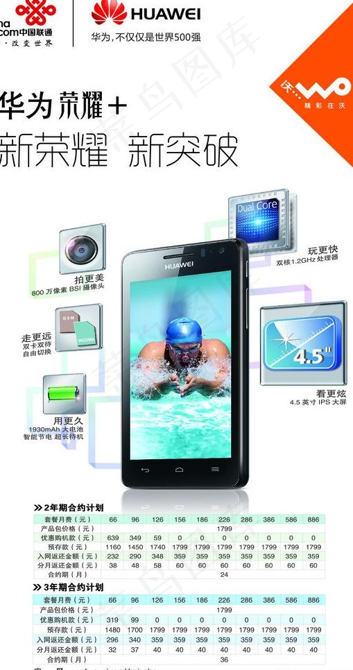 联通华为手机图片ai矢量模版下载