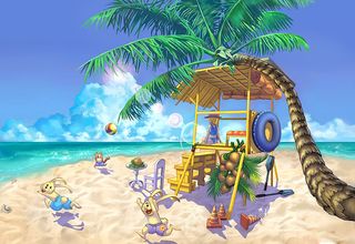 手绘 夏日海滩图片