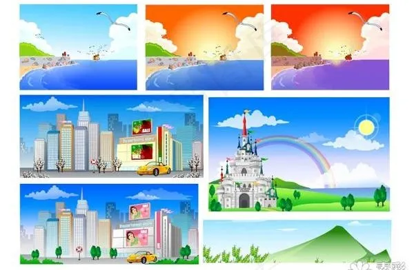 卡通矢量风景之七ai矢量模版下载