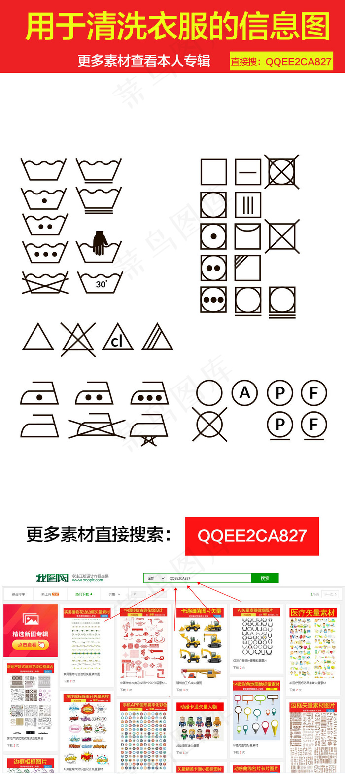 用于清洗衣服的信息图标ai矢量模版下载
