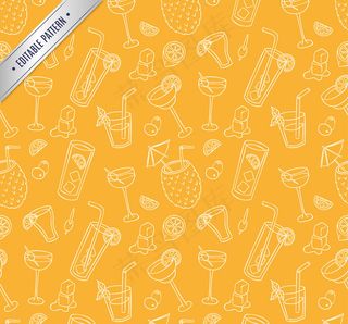 橙黄色夏季饮料无缝背景矢量素材