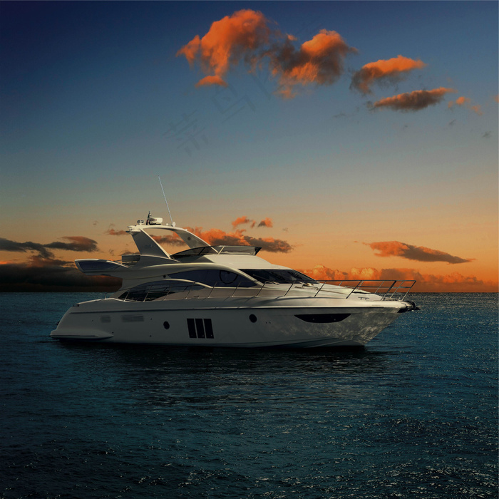 夕阳中的游艇图片