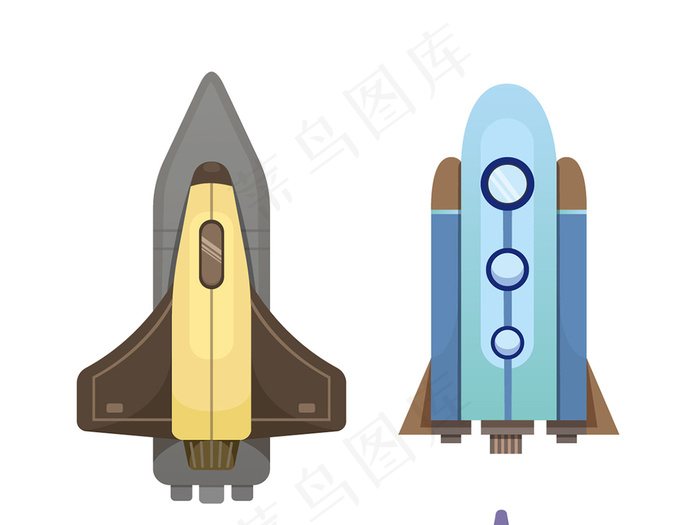 扁平化彩色卡通火箭飞船矢量素材ai矢量模版下载
