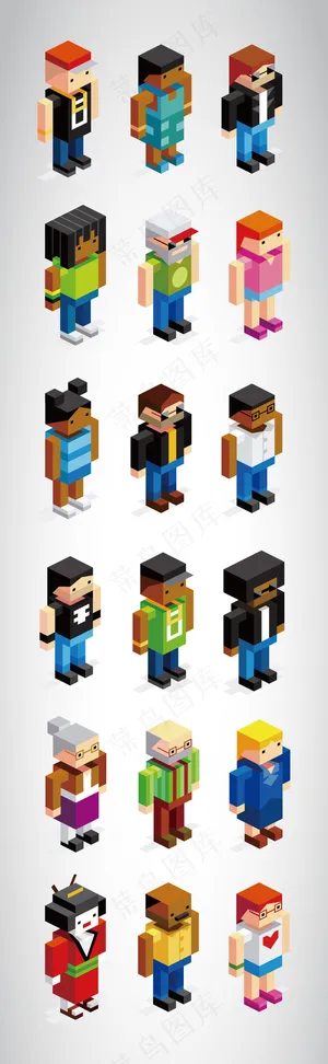 乐高人物形象拼图拼接动漫矢量素材插...