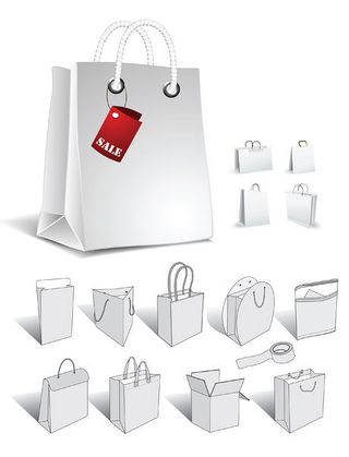 多款空白手提袋矢量模板素材