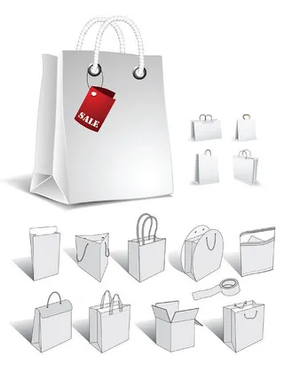 多款空白手提袋矢量模板素材