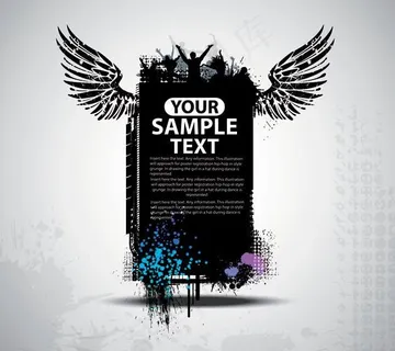 潮流墨迹翅膀矢量素材图片