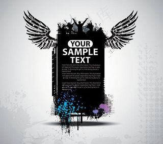 潮流墨迹翅膀矢量素材图片