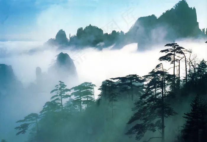 移门图片 衣柜门设计 风景画 蓝...