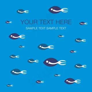 鱼类鱼群背景矢量图