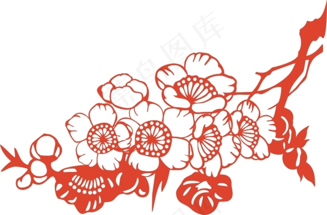 白描杏花cdr矢量模版下载