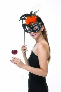 面具女生 红酒图片 面具女生 红酒图片