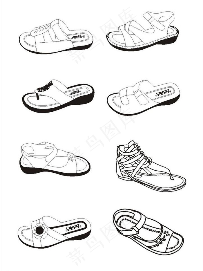 8款凉鞋矢量图图片