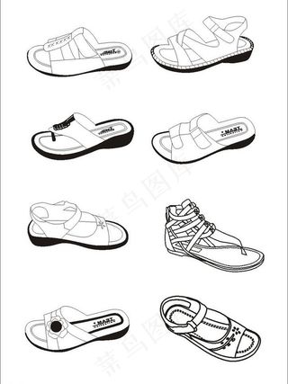 8款凉鞋矢量图图片