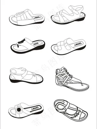 8款凉鞋矢量图图片