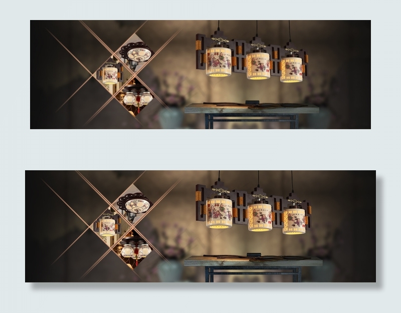 中国风淘宝陶瓷灯具促销海报　