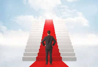 登台阶的商务人士高清图片