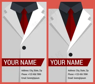 白色西服商务名片矢量素材