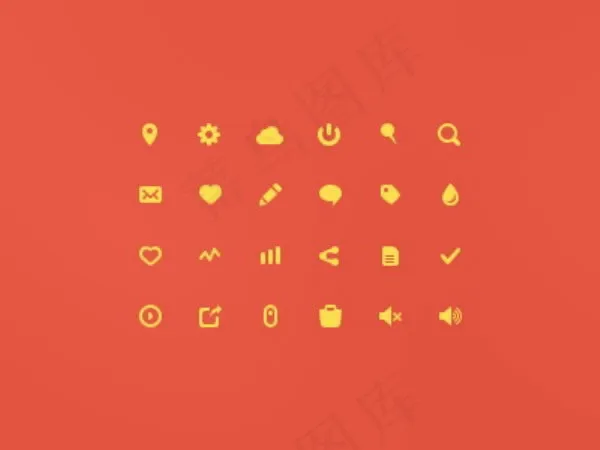 黄色网页小喇叭搜索小图标素材