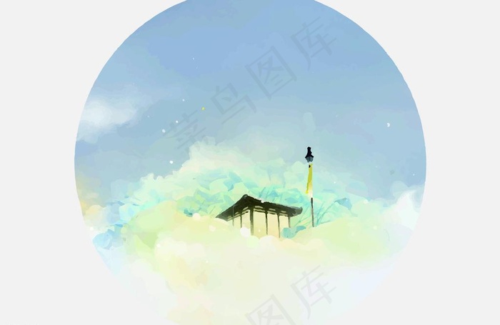 风景画图片ai矢量模版下载