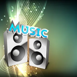 用摘要多彩的音箱设计音乐主题矢量图...