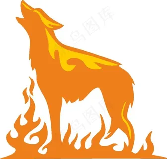 张大嘴的火焰狼图片