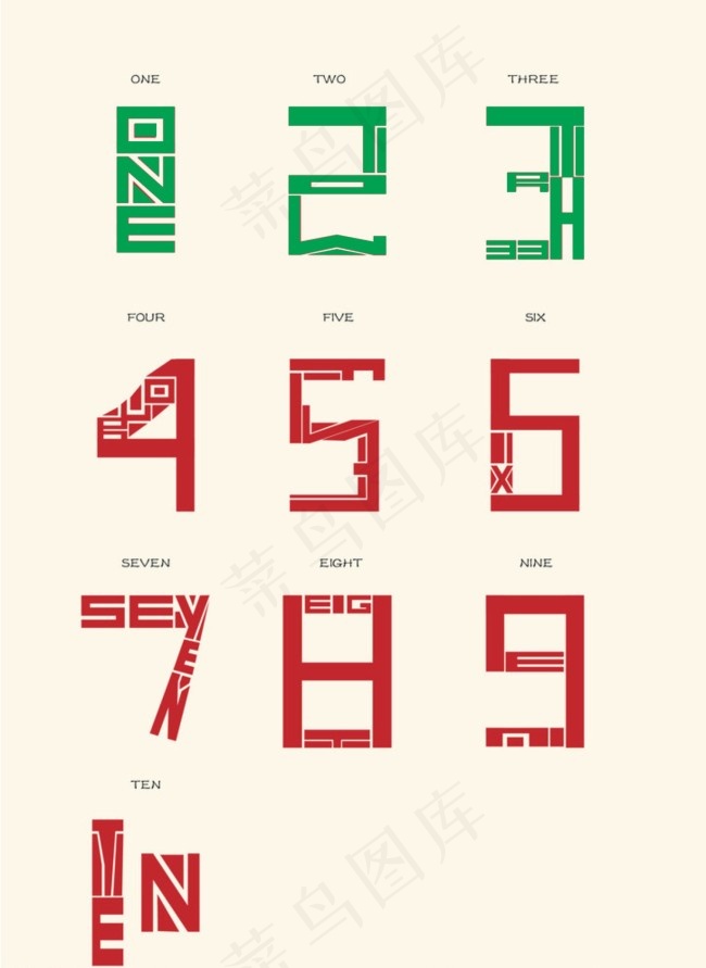 英文组合阿拉伯数字cdr矢量模版下载