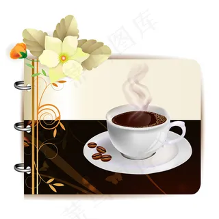 植物花纹咖啡卡片矢量图 植物花纹咖啡卡片矢量图