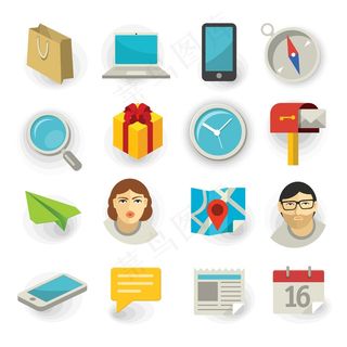 平面图标矢量集的Web和移动应用