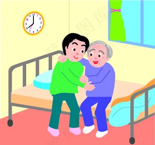 老年人住院矢量素材