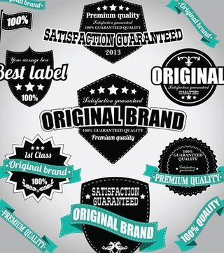 复古的优质标签与丝带矢量04