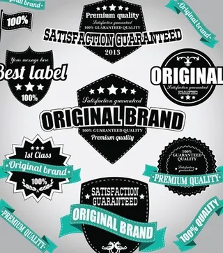 复古的优质标签与丝带矢量04