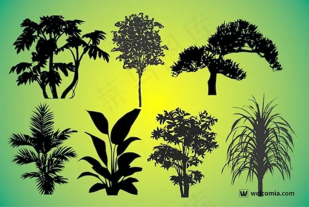植物剪影矢量eps,ai矢量模版下载