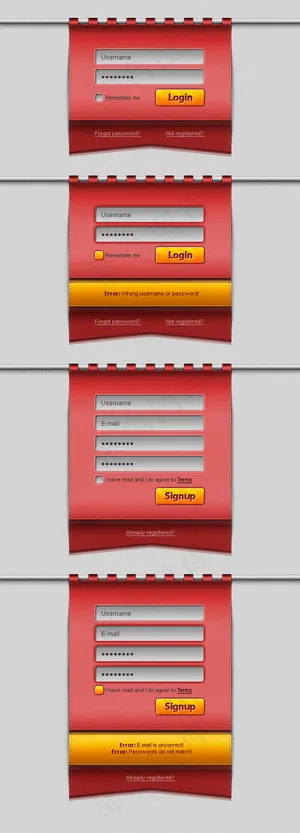 悬挂的旗帜登陆框