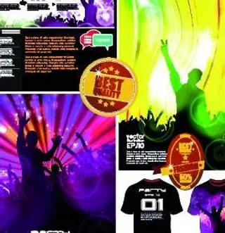 晚会背景与人物剪影矢量02