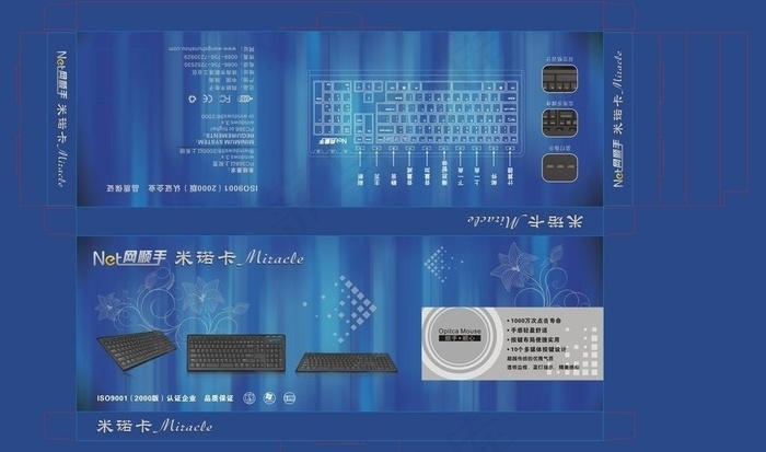 米诺卡蓝色彩盒包装图片cdr矢量模版下载