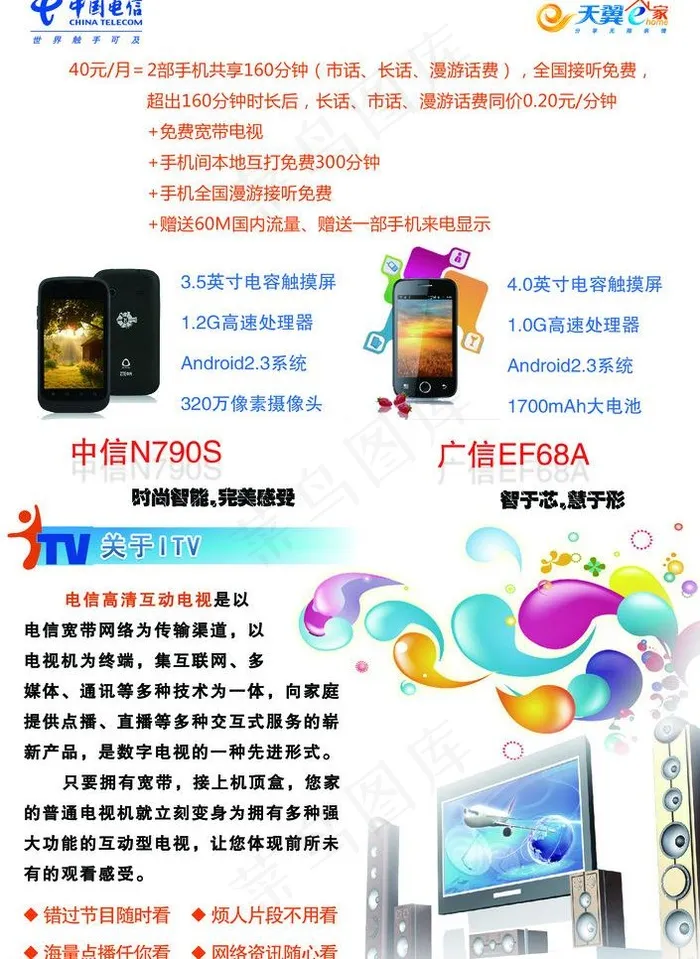 中国电信海报图片psd模版下载