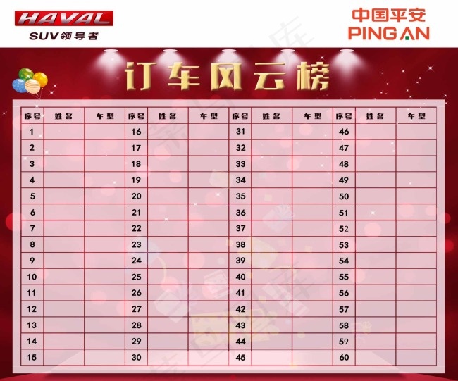 订车风云榜psd模版下载