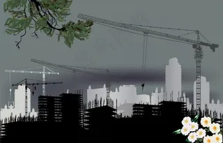 城市建筑工地剪影图片