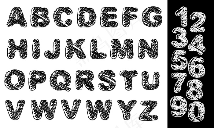 手绘涂鸦矢量字体的垃圾eps,ai矢量模版下载
