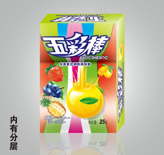 五彩棒包装（展开图）图片(4394X3449(DPI:600))psd模版下载