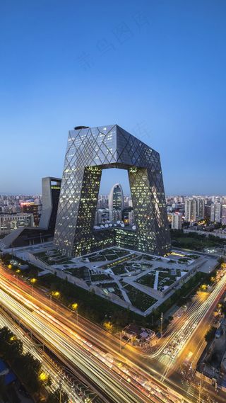 延时拍摄的城市风光高清摄影图片