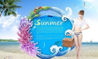 夏日海滩美女图片