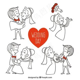 手绘结婚那天的插图