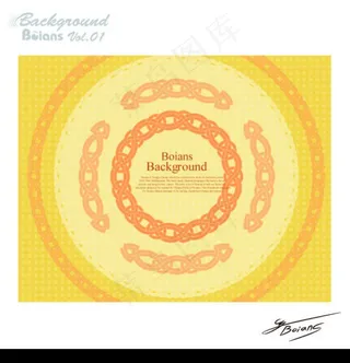 黄色底纹上的锁链圆框EPS矢量文件