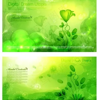 春天的绿色梦幻背景矢量素材