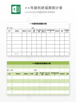 度科研成果统计表