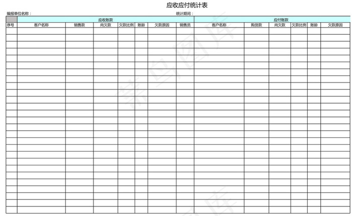 应收应付统计表