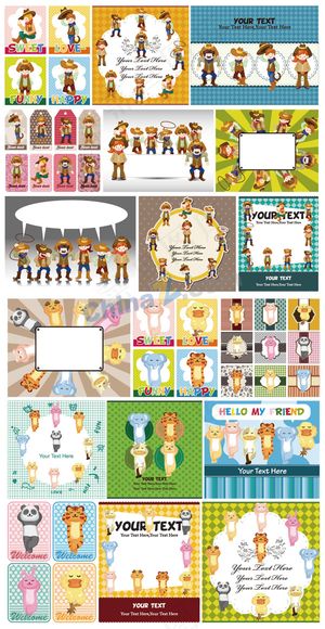 可爱卡通标签矢量图下载