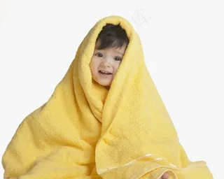 毛巾包着的可爱宝宝婴儿图片
